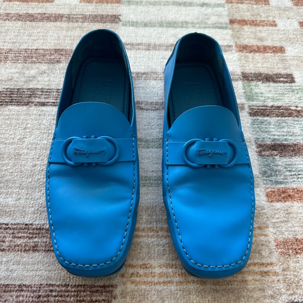 Salvatore Ferragamo Vibrant Blue Men's Loafers Drivers